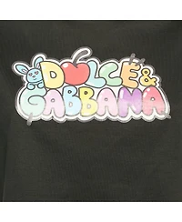 Pre-Owned Dolce & Gabbana Women's Black Printed Cotton Crop Top