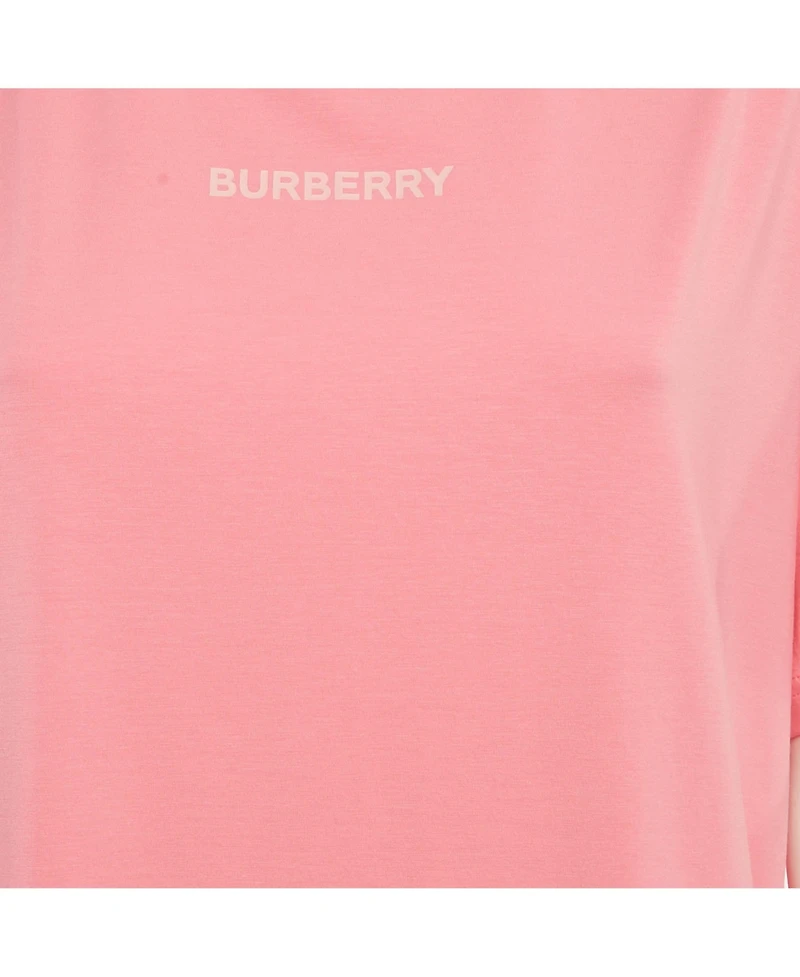 Pre-Owned Burberry Women's Pink Logo Print Cotton And Modal Crew Neck T-Shirt
