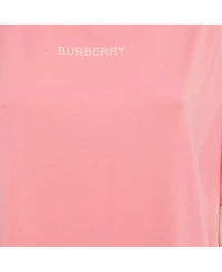 Pre-Owned Burberry Women's Pink Logo Print Cotton And Modal Crew Neck T-Shirt