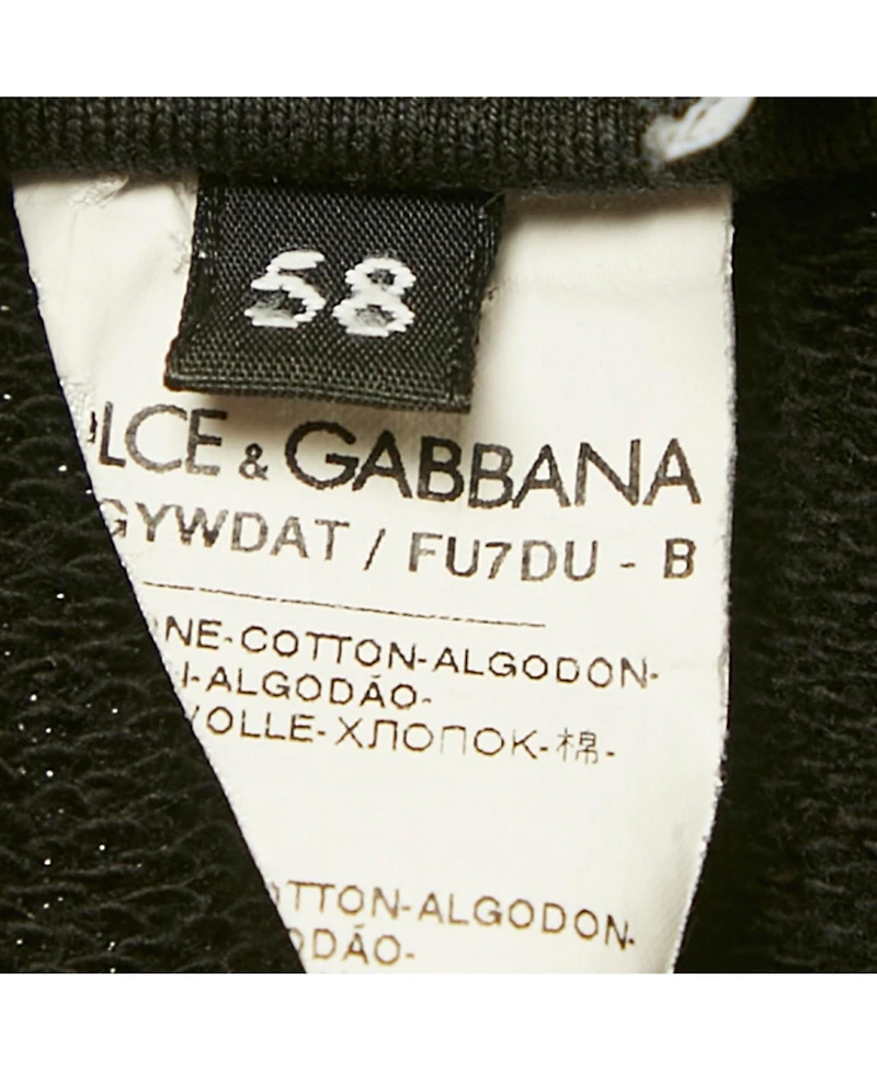 Pre-Owned Dolce & Gabbana Men's Black Cotton Logo Plaque Joggers