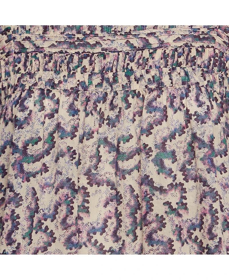 Pre-Owned Isabel Marant Women's Etoile Multicolor Printed Cotton Ruffled Ilayona Top