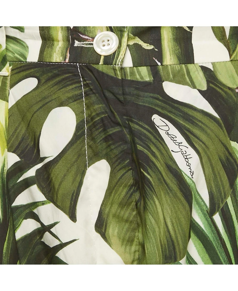 Pre-Owned Dolce & Gabbana Women's Green Tropical Print Cotton High Trouser