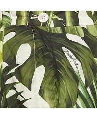 Pre-Owned Dolce & Gabbana Women's Green Tropical Print Cotton High Trouser