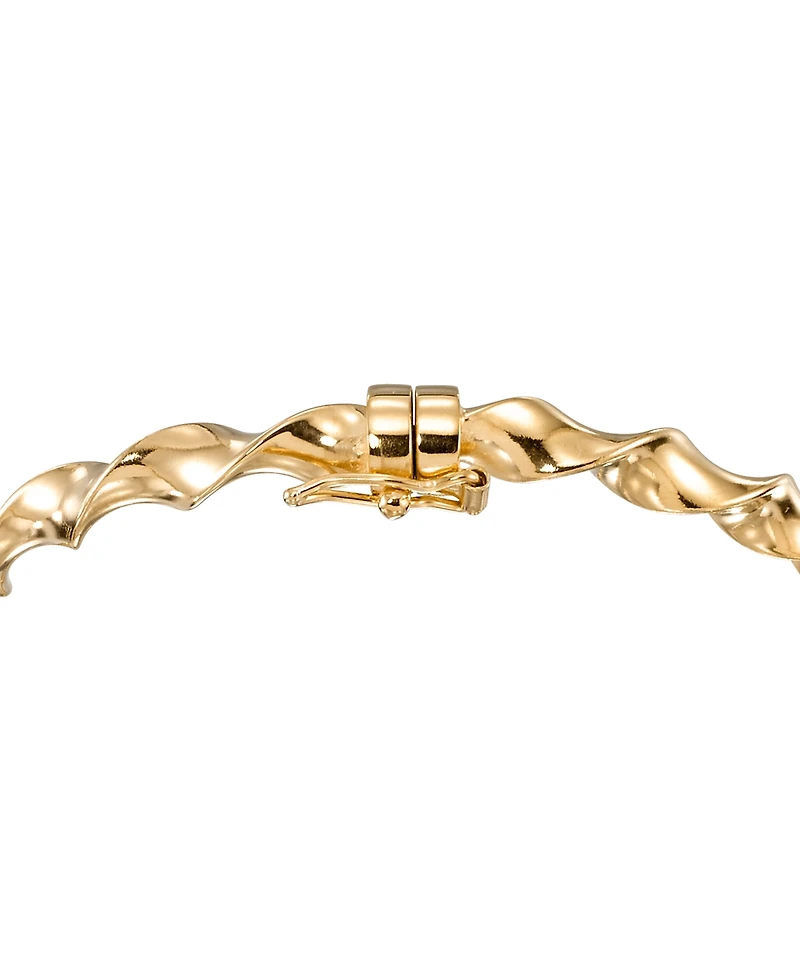 Macy's High Polished Twisted Bangle in 18k Yellow Gold Over Sterling Silver