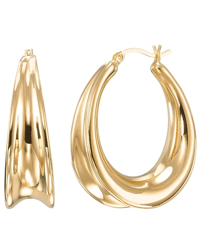 Macy's High Polished Concave Oval Hoop Earrings in 18k Yellow Gold Over Sterling Silver