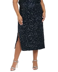 Muse Plus Side Slit Sequin Detail Midi Skirt