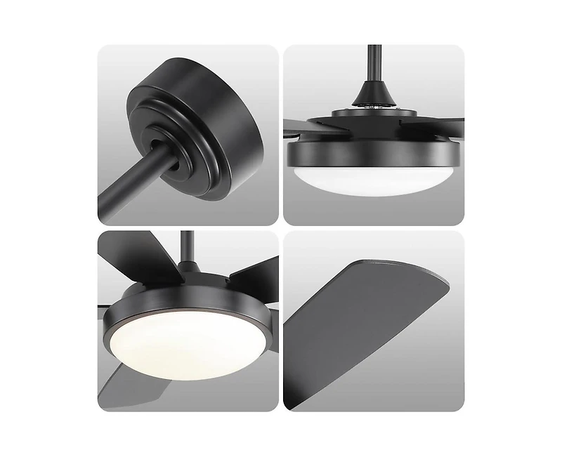 42-inch Modern Black 5-Blade Ceiling Fan with Light and Remote Control