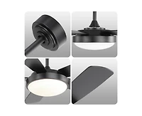 42-inch Modern Black 5-Blade Ceiling Fan with Light and Remote Control