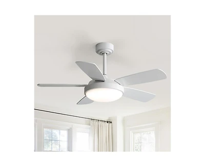 Sofucor 42-inch Modern White 5-Blade Ceiling Fan with Light and Remote Control