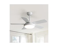 Sofucor 42-inch Modern White 5-Blade Ceiling Fan with Light and Remote Control