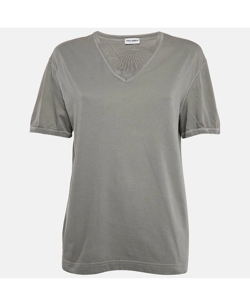 Pre-Owned Dolce & Gabbana Women's Black And Beige Dice Key Printed Silk Short Sleeve Top