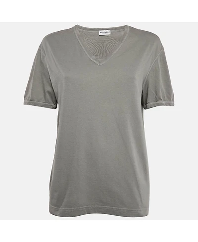 Pre-Owned Dolce & Gabbana Women's Black And Beige Dice Key Printed Silk Short Sleeve Top