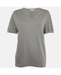 Pre-Owned Dolce & Gabbana Women's Black And Beige Dice Key Printed Silk Short Sleeve Top