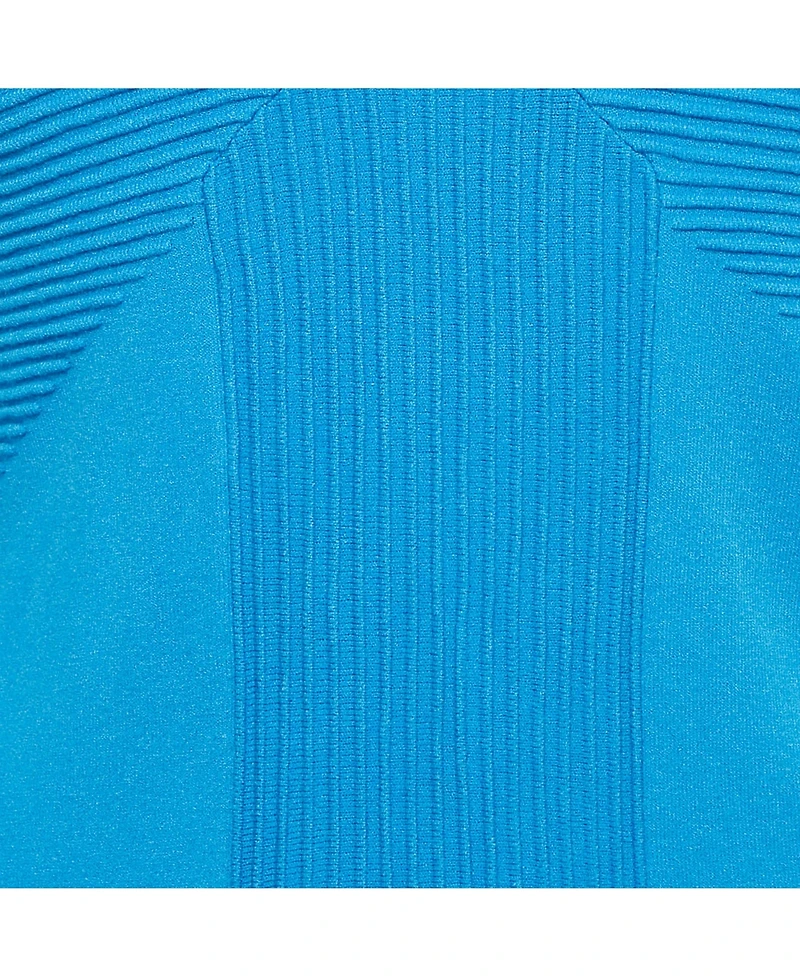 Pre-Owned Versace Women's Collection Blue Textured Stretch Knit V-Neck Pullover