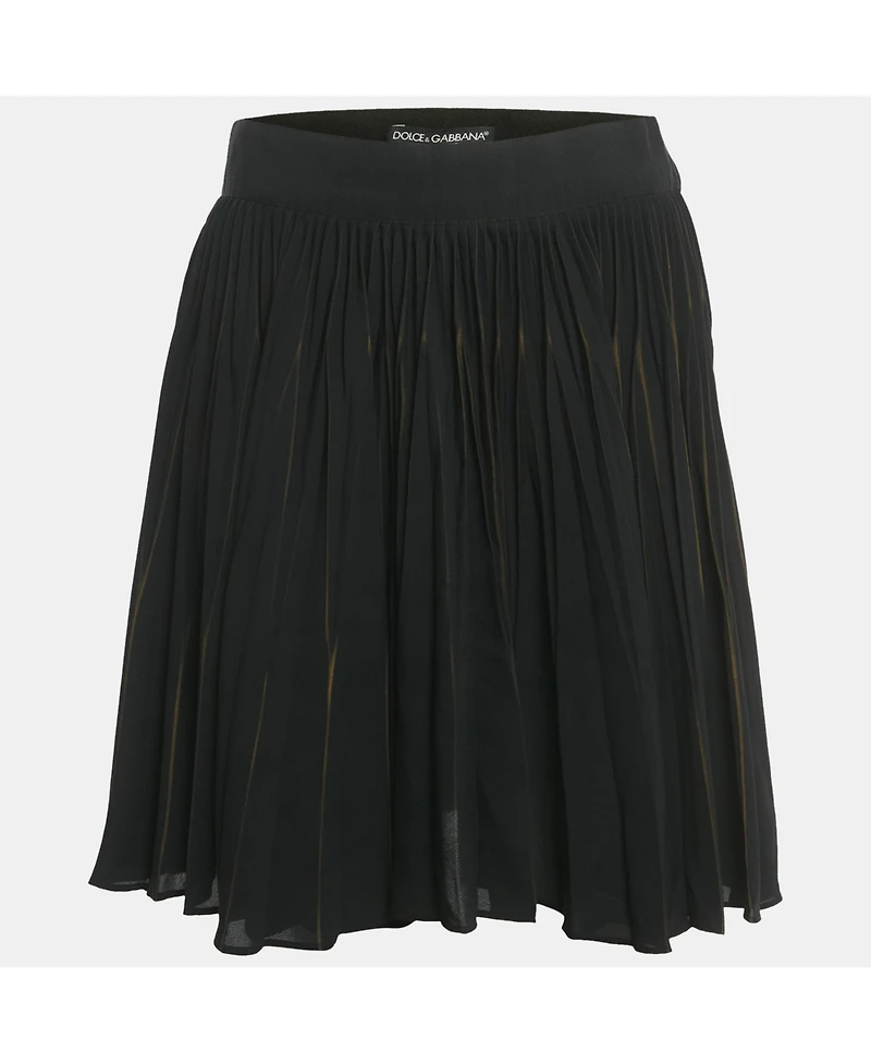 Pre-Owned Dolce & Gabbana Women's Black Crepe Pleated Mini Skirt