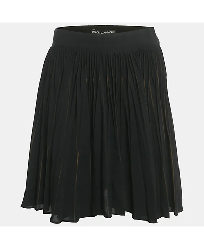 Pre-Owned Dolce & Gabbana Women's Black Crepe Pleated Mini Skirt