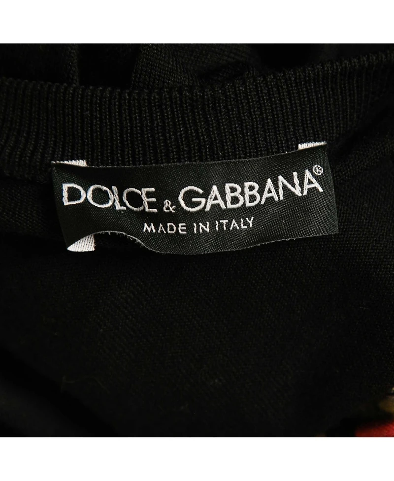 Pre-Owned Dolce & Gabbana Women's Black Floral Print Knit Draped Long Sleeve Top