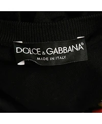 Pre-Owned Dolce & Gabbana Women's Black Floral Print Knit Draped Long Sleeve Top