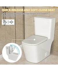 Casainc One Piece Modern Elongated Bathroom Fixture,Siphonic Jet,Comfort Chair Height,Soft-Close Seat,Glazed Surface