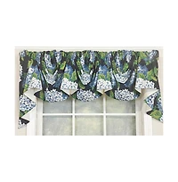 Rlf Home Hydrangea Empire Valance Navy 2-Scoop. 54"W X 25"L For windows up to 48"W