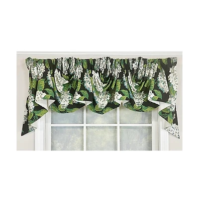 Rlf Home Hydrangea Empire Valance Navy 2-Scoop. 54"W X 25"L For windows up to 48"W