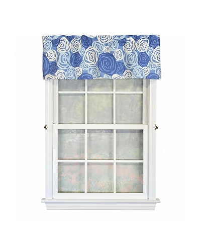 Rlf Home 100% Cotton High Quality Rosales Tailored Window Valance with 1.5" Rod Pocket 50" W X 12" L Blue