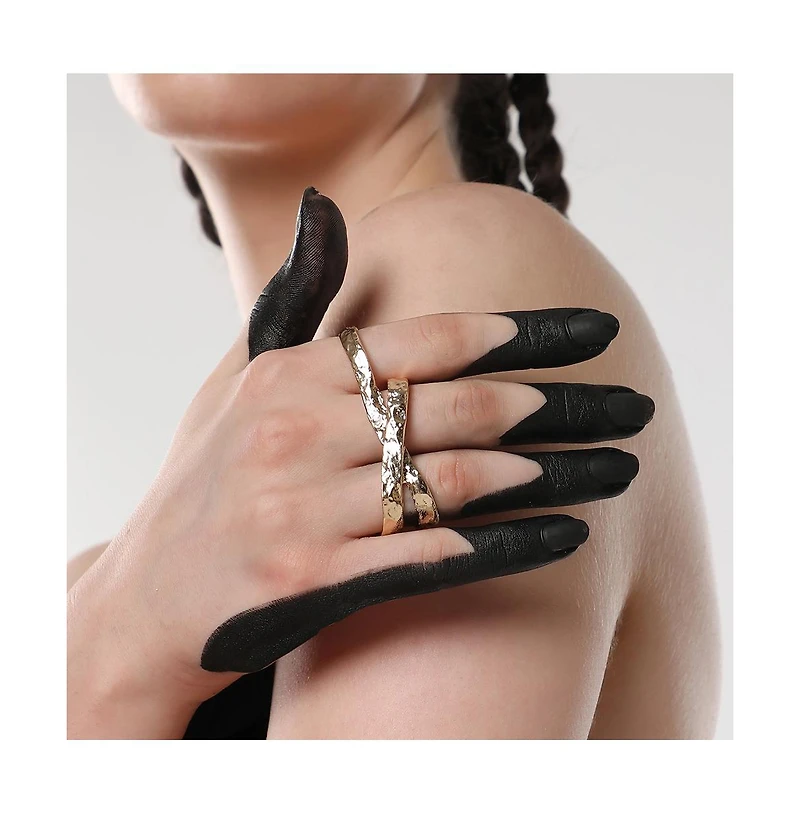 Sohi Women's The Dented Three Finger Ring