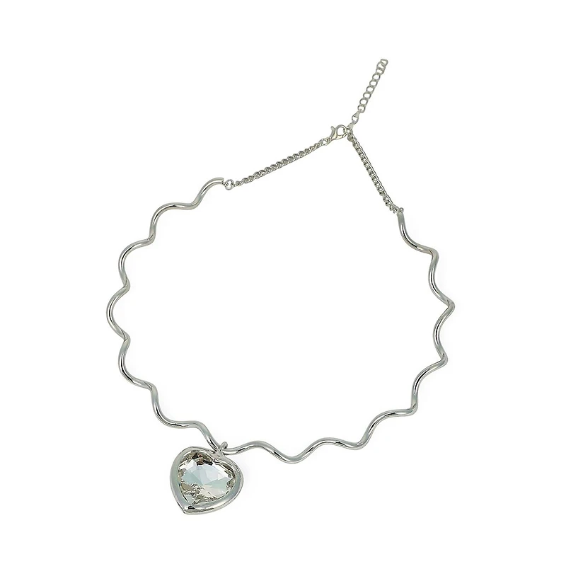 Sohi Women's The Coil-Coeur Collar Necklace - Chrome Silver