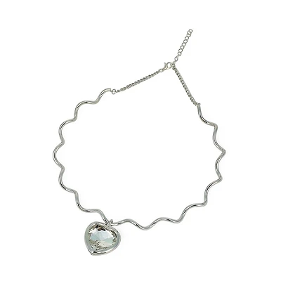 Sohi Women's The Coil-Coeur Collar Necklace - Chrome Silver