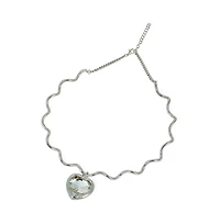 Sohi Women's The Coil-Coeur Collar Necklace - Chrome Silver