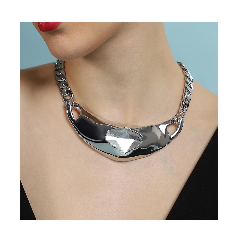 Women's The Petra-Chain Collar Necklace - Chrome Silver