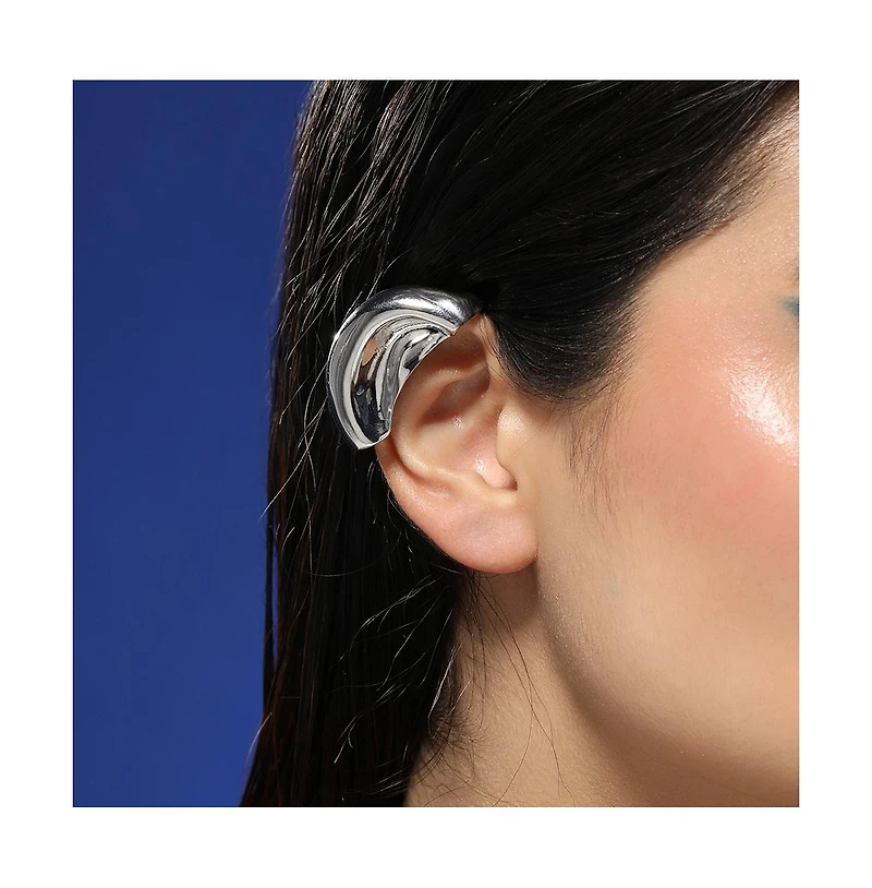 Women's The Metallic-Mold Cuff Earrings - Metallic Silver