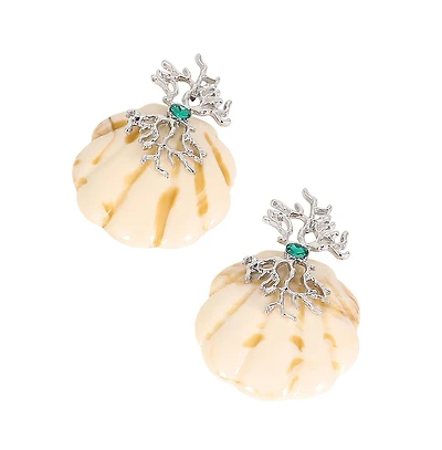 Women's The Veined-Conchiglia Drop Earrings - Metallic Silver