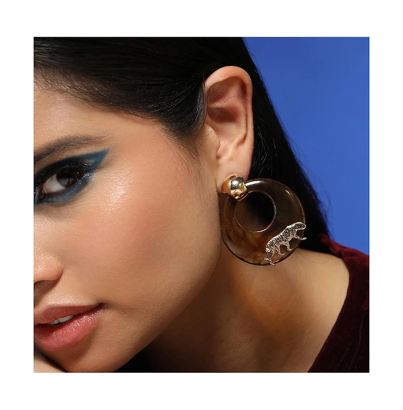 Women's The Circular-Panthera Statement Earrings - California Gold