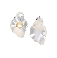 Women's The Techno-Flora Statement Earrings - Chrome Silver