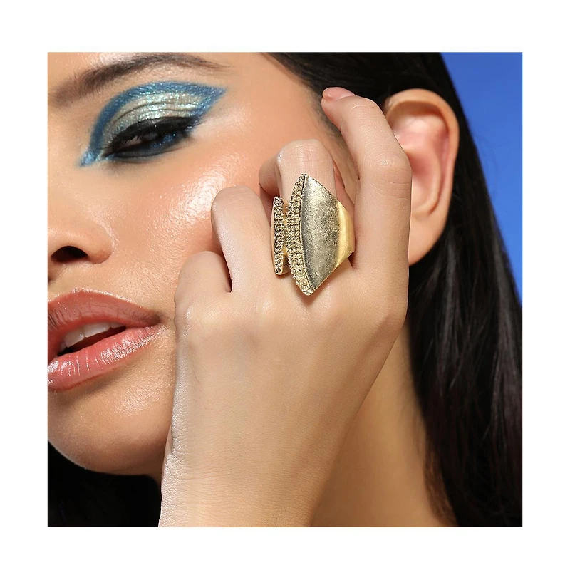 Women's The Overlap-Conchiglia Statement Ring - Antique Gold