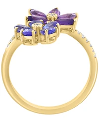 Effy Collection Diamond (1/8 ct. t.w.), Amethyst (7/8 ct. t.w.) Tanzanite (1-1/20 ct. t.w.) Ring in 14k Yellow Gold