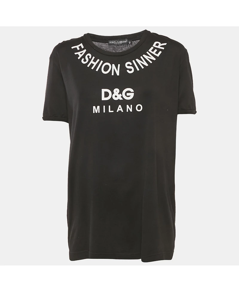 Pre-Owned Dolce & Gabbana Women's Printed Cotton Crew Neck T-Shirt