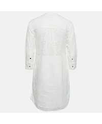 Pre-Owned Burberry Women's White Broderie Anglaise Cotton Short Dress