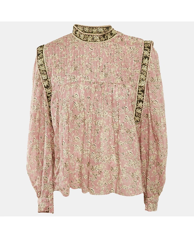 Pre-Owned Isabel Marant Women's Etoile Lilac Floral Print Cotton Voile Blouse
