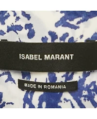 Pre-Owned Isabel Marant Women's White/blue Printed Silk Button Front Cade Top