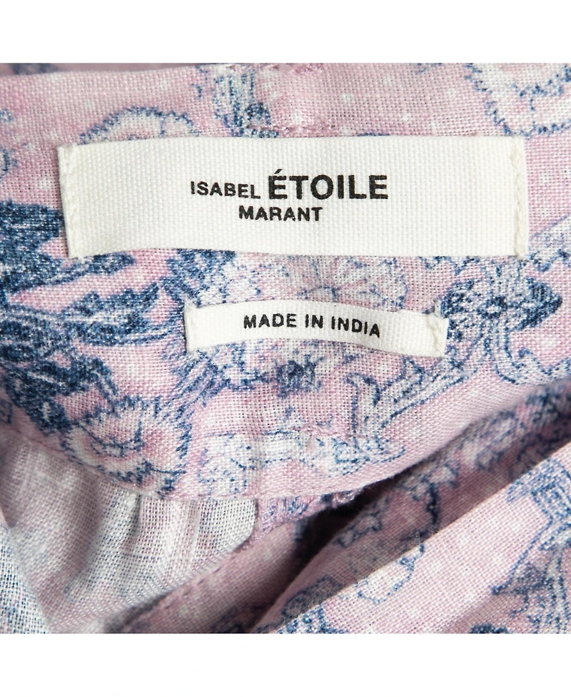 Pre-Owned Isabel Marant Women's Etoile Pink Printed Linen Tempster Wrap Skirt