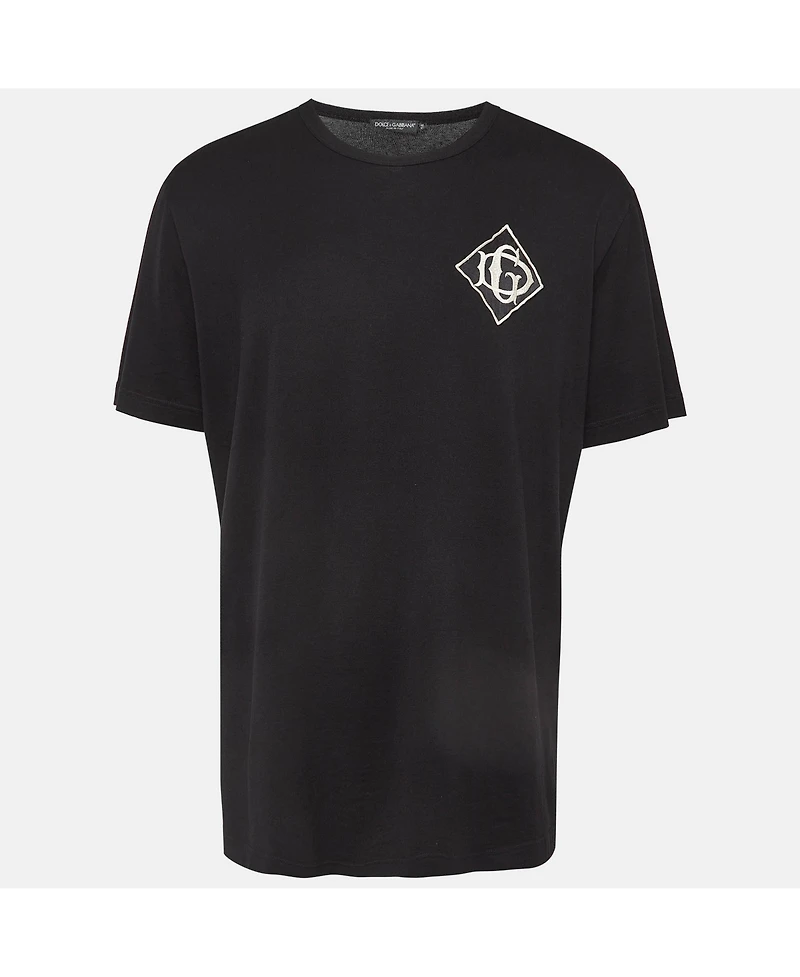 Pre-Owned Dolce & Gabbana Men's Embroidered Cotton Knit Crew Neck T-Shirt