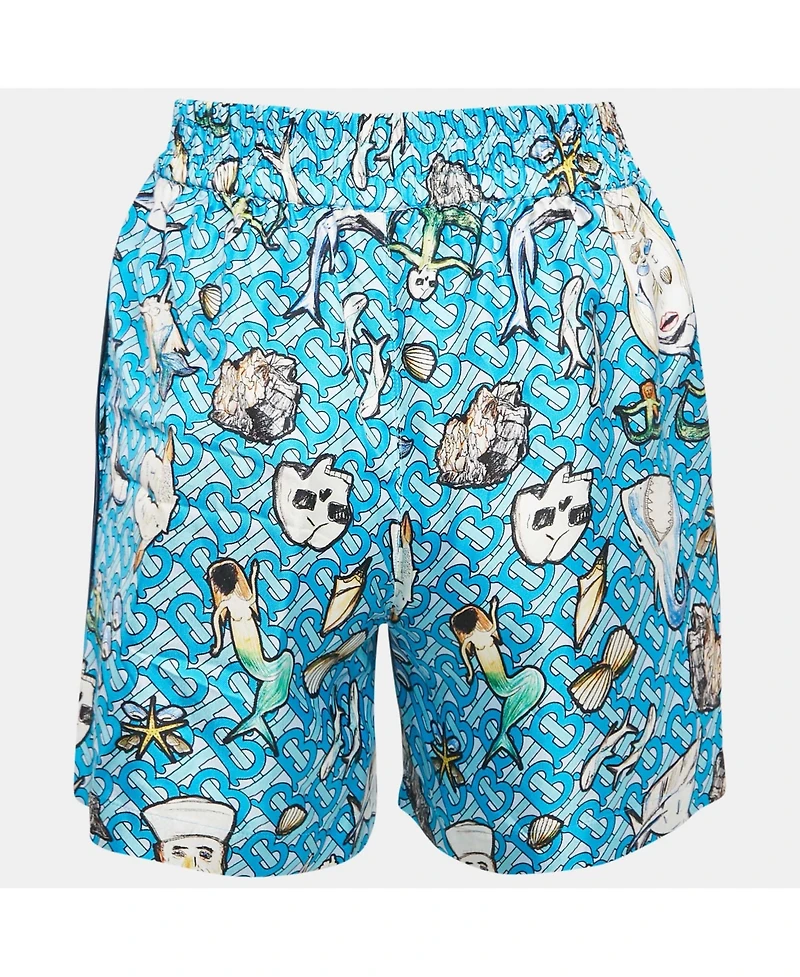 Pre-Owned Burberry Women's Blue Tawney Print Silk Shorts