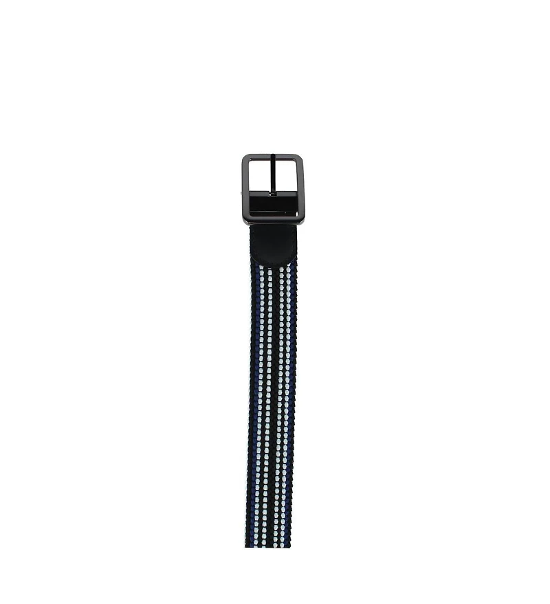 Trafalgar Big & Tall Alejandro Black Stripes and White Reversible Braided Casual Golf Belt