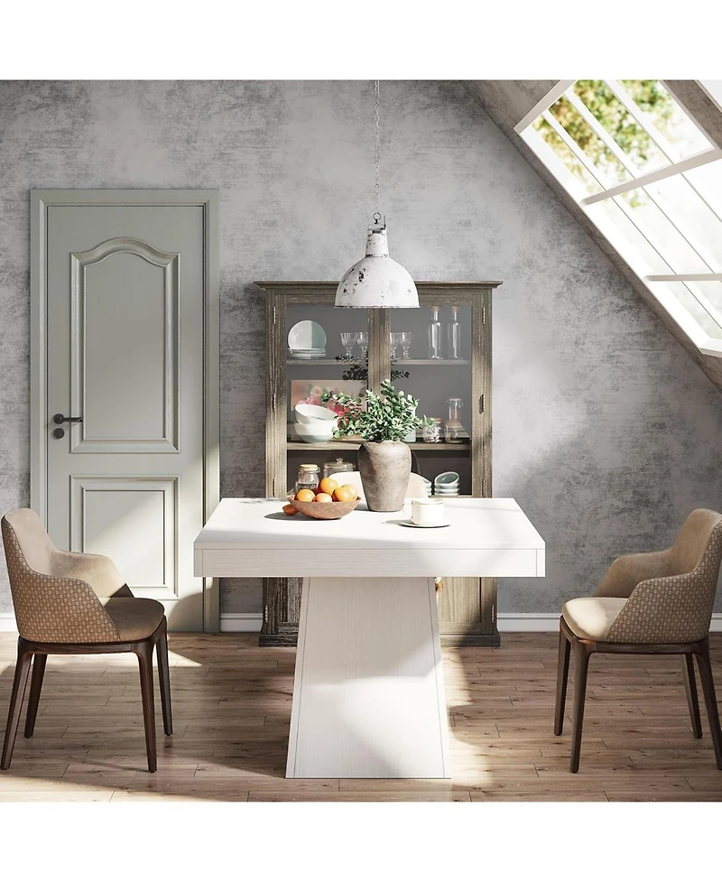 Tribesigns Square Dining Table for 4, 31.5-Inch Small Kitchen Table with Sturdy Pedestal Base, Farmhouse Dinner Table