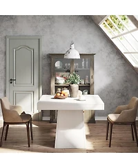 Tribesigns Square Dining Table for 4, 31.5-Inch Small Kitchen Table with Sturdy Pedestal Base, Farmhouse Dinner Table