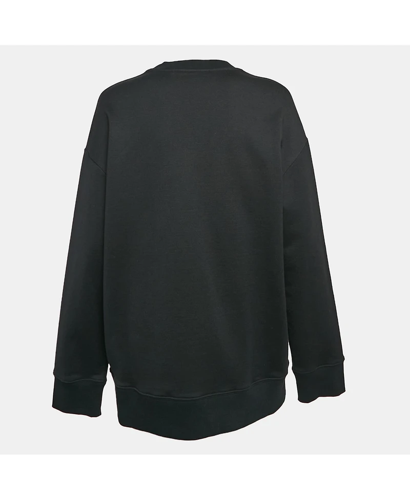 Pre-Owned Stella Mccartney Women's Black Studded Logo Cotton Knit Oversized Sweatshirt