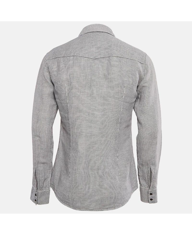 Pre-Owned Dolce & Gabbana Men's Grey Stripe Cotton Button Front Shirt