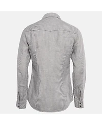 Pre-Owned Dolce & Gabbana Men's Grey Stripe Cotton Button Front Shirt